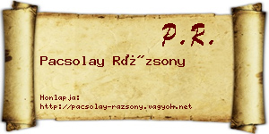 Pacsolay Rázsony névjegykártya